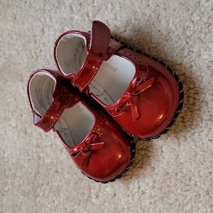 NEW IN BOX crib shoes, red patent, 0-6 mos